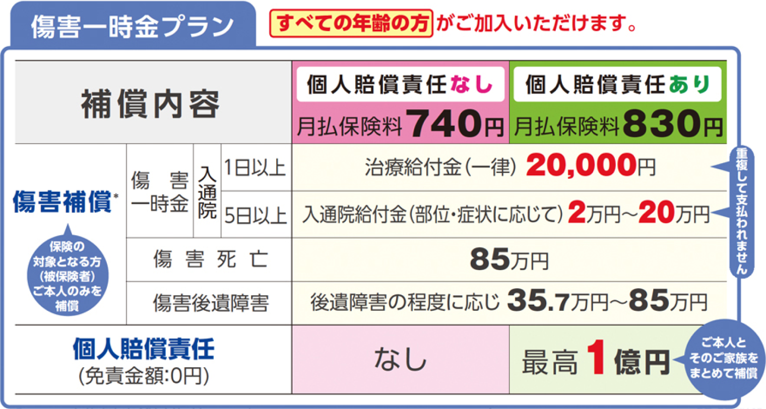 傷害一時金プラン:保険料のイメージ